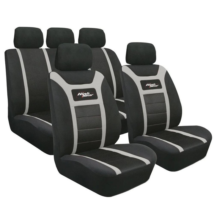 Set huse pentru scaune auto LAMPA High-Gear LAM54845, fata si spate, material velur poliester, culoare gri