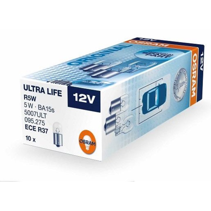 Bec auto pentru semnalizare 12V, R10W, BA15s, OSRAM 5008, original