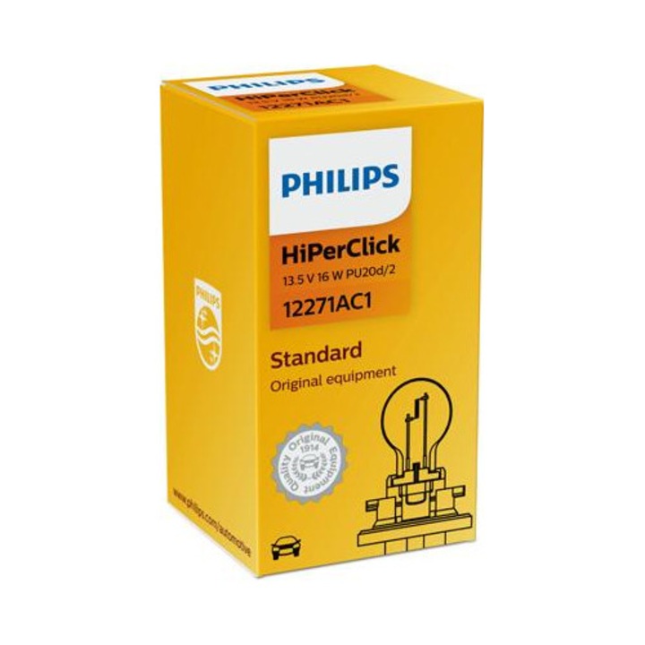 Жълта мигаща крушка PHILIPS 12271AC1, PCY16W, 12V