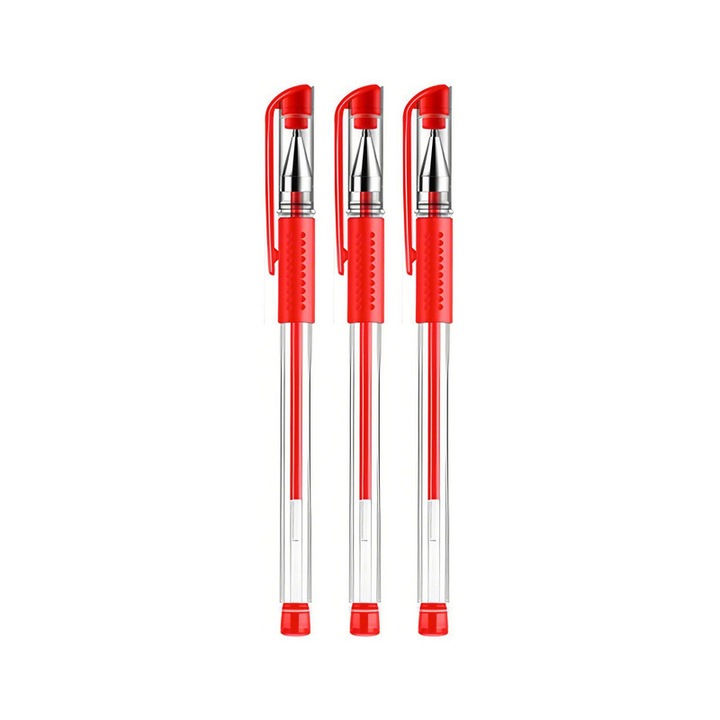 Pixuri gel de mare capacitate, 0.5mm, set de 3, rosu