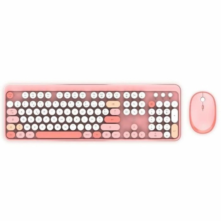 Set Tastatura si Mouse Mobility Lab Azerty Franceza, Roz