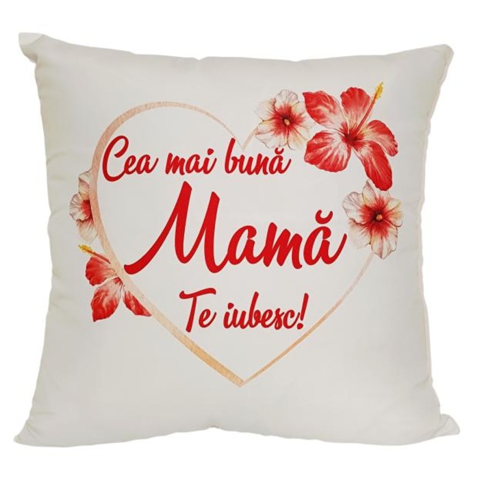 Perna personalizata cadou pentru Mama, text ''Cea mai buna Mama'',40x40 cm