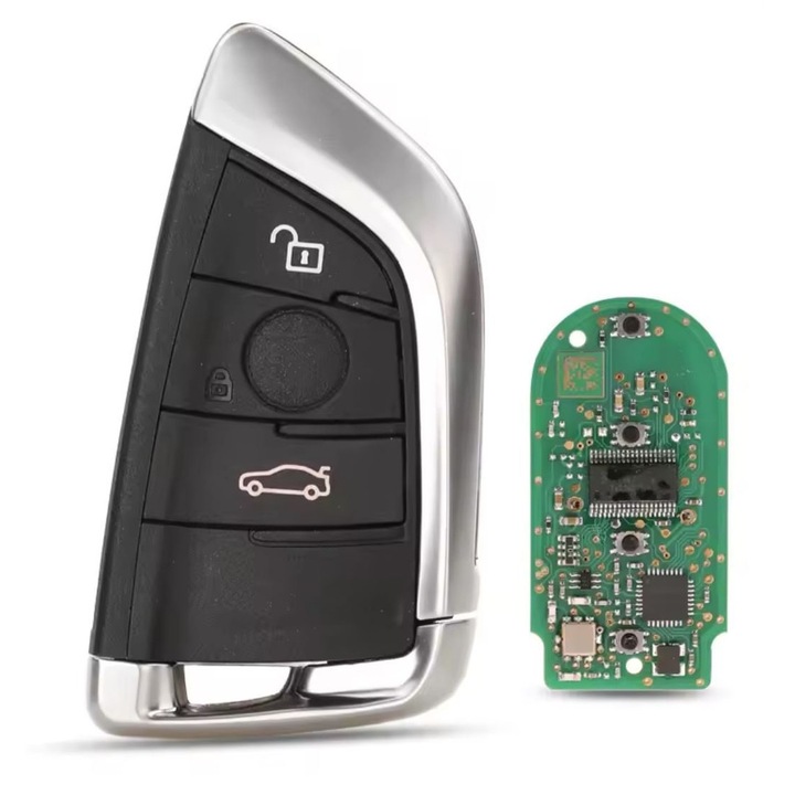 Techstar пълен и програмируем автомобилен ключ, съвместим с BMW Серия 1 2 3 4 5 6 7, X3 X4 X5 X6, M2 M3 M4 – 433MHz, ID49 PCF7945 чип, корпус с 3 бутона