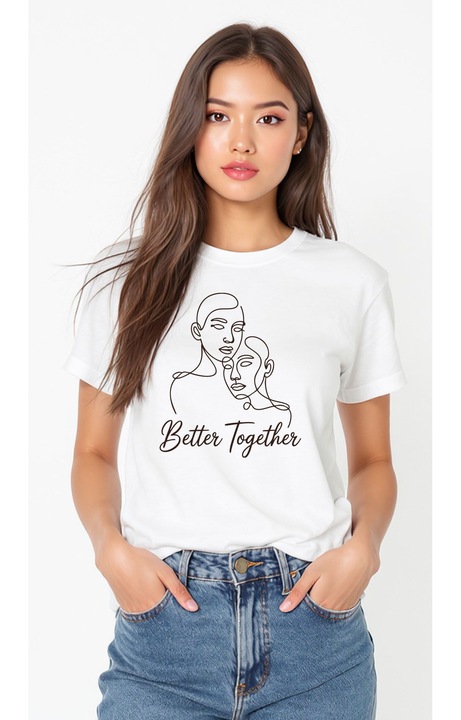 Tricou alb casual cu mesaj inspirator, Alb