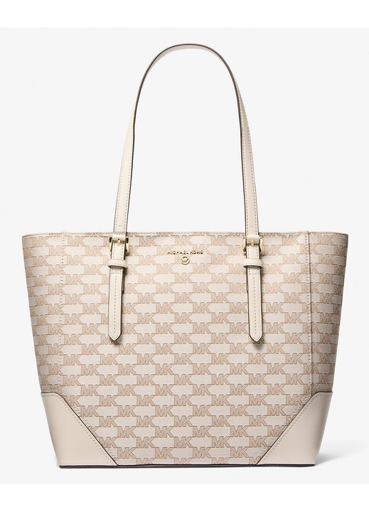 Geanta dama Michael Kors Aria, crem, 44x17x8cm, din piele ecologica, bretele lungi