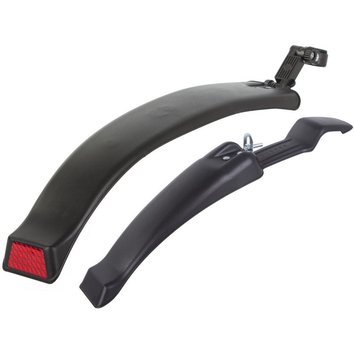Set aparatori noroi bicicleta fata si spate MTB 2 bucati, universale, pentru roti 24-29 inch, cu reflector rosu integrat, montaj usor si rezistente la ploaie, noroi si conditii meteo dificile