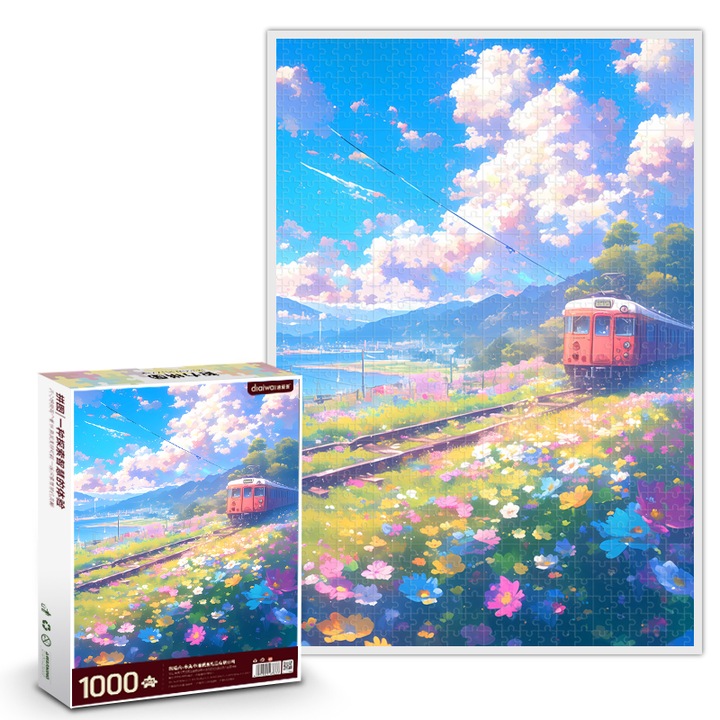 Puzzle DIAIWAI 1000 darabos reggeli vonat, 750x500mm, fehér