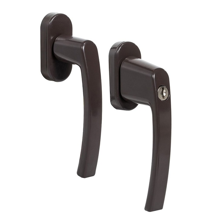 Maner fereastra termopan dublu cu cheie PRAGA material aluminiu culoare maro RAL 8019 Energo