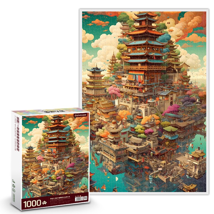 Puzzle DIAIWAI 1000 piese Chaos City 750x500mm, carton alb, pentru adulti si copii peste 8 ani