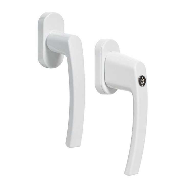 Maner fereastra termopan dublu cu cheie PRAGA material aluminiu culoare alb RAL 9016 Energo