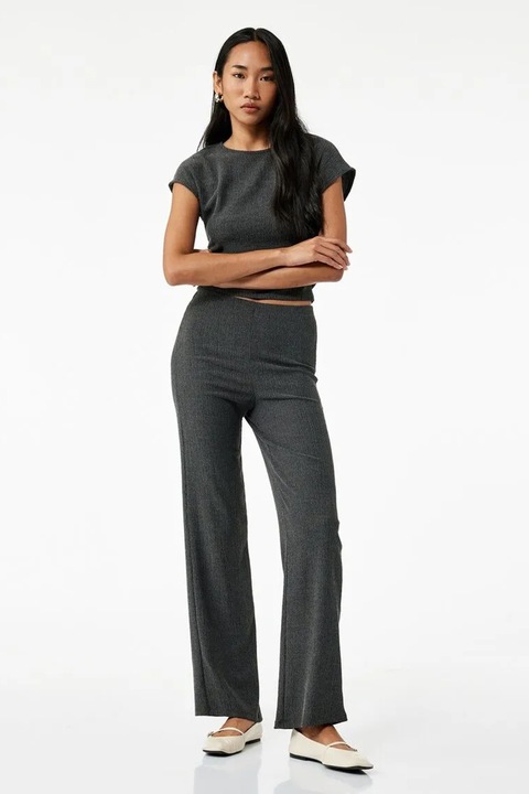 KOTON, Pantaloni drepti texturati, Gri antracit