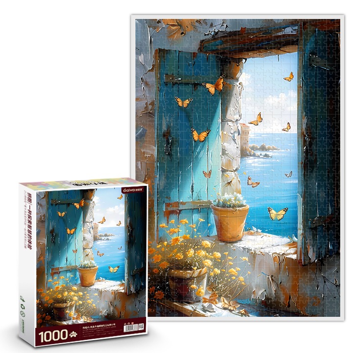 Puzzle DIAIWAI fluture primavara, 1000 piese, alb, 75x50cm