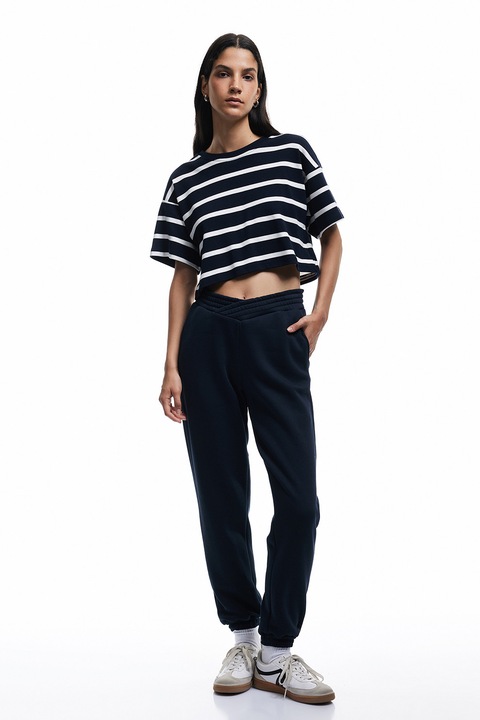 KOTON, Pantaloni de trenimg cu talie striata, Negru stins