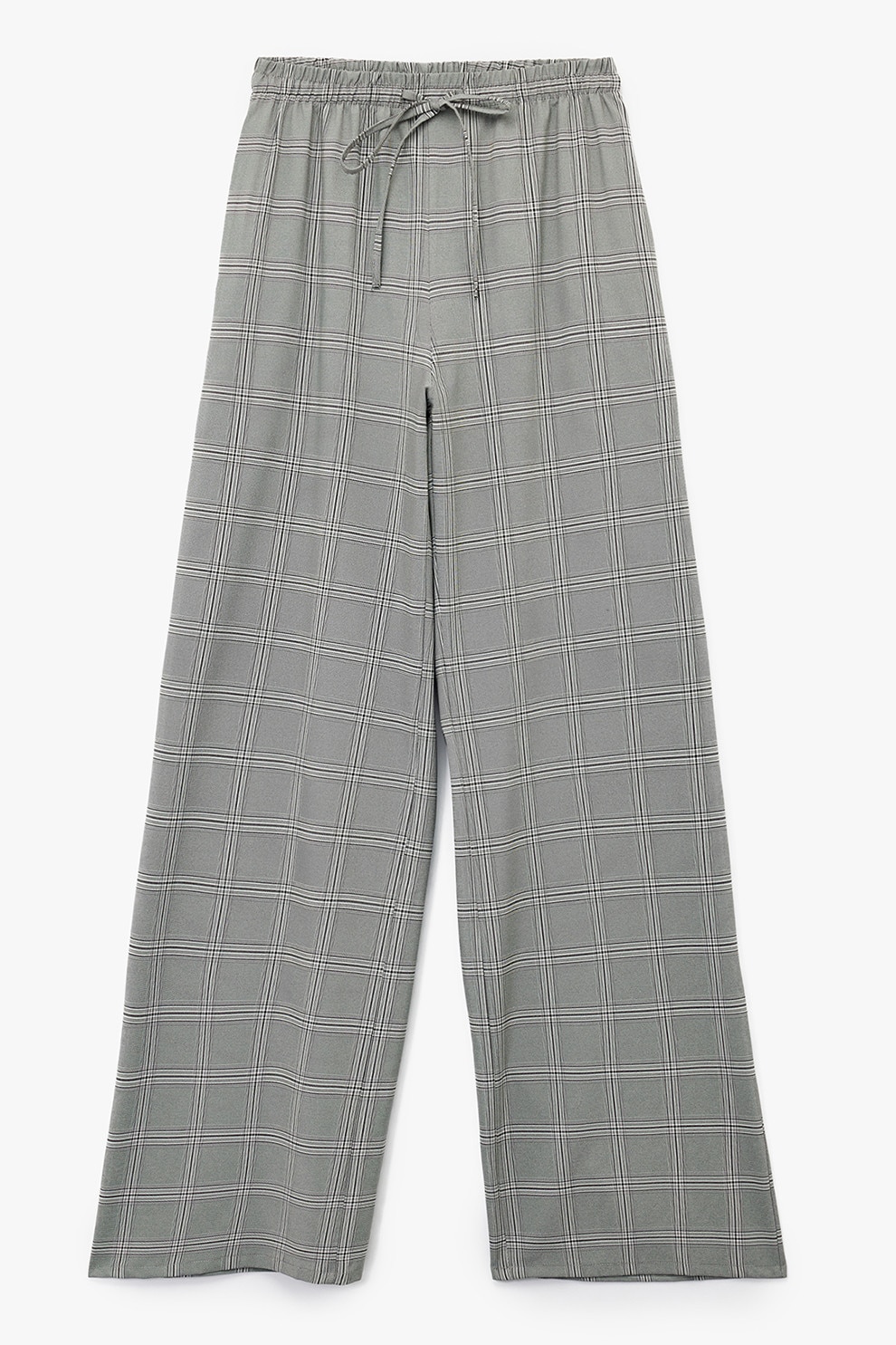 KOTON, Pantaloni cu croiala ampla si model in carouri, Gri deschis, 34
