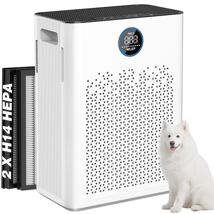 Purificator de aer, Sharp UA-KIN42E-H, 240m3/h, umidificator 440ml/h, alb, 30m2