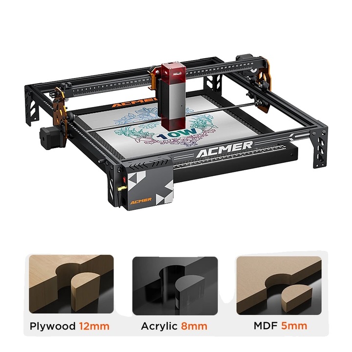 Gravator laser P1 S PRO 10W, control wireless, dimensiuni 575x560x200mm, 380x370mm, alimentare EU