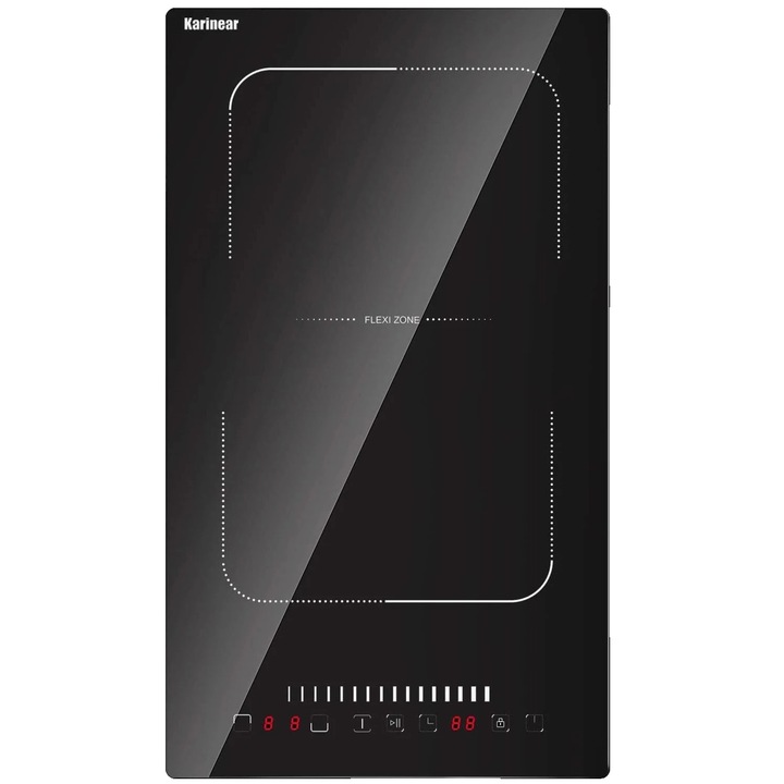 Plita electrica cu inductie, 2 arzatoare, control tactil, neagra, 55x260-469mm