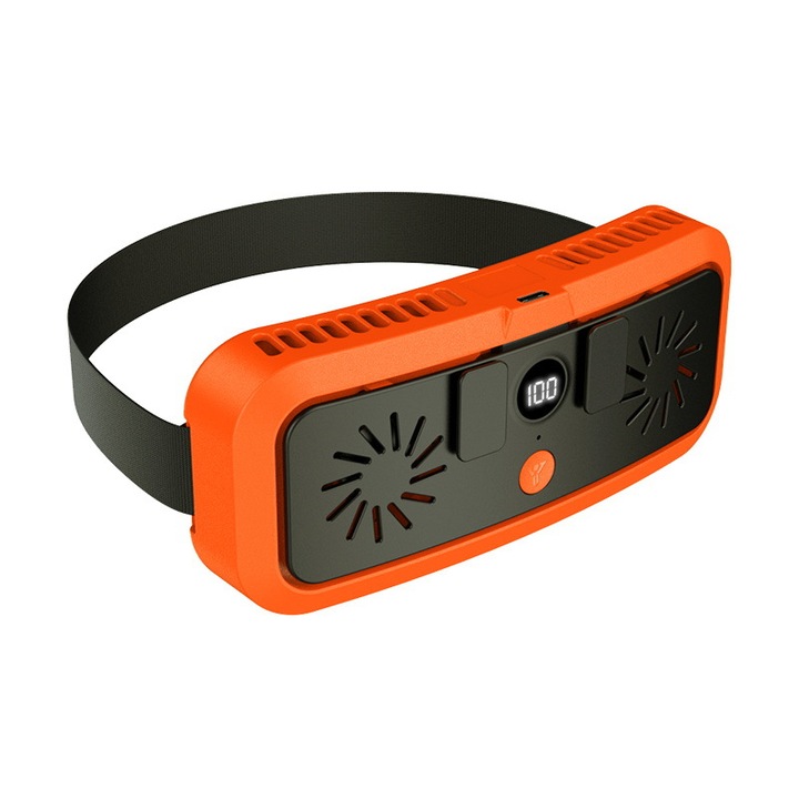 Függő ventilátor, 4 sebességfokozat, 360°-os forgatás, USB, digitális LED kijelző, zajcsökkentés, 170 x 71 x 30 mm, kompakt és hordozható