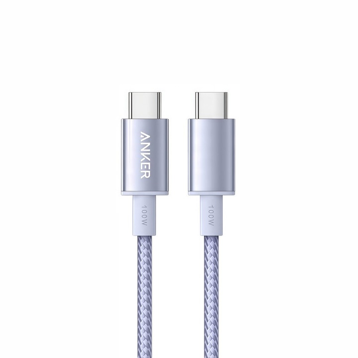 Cablu USB-C Anker A8756, 100W, impletit nailon, mov, 1m