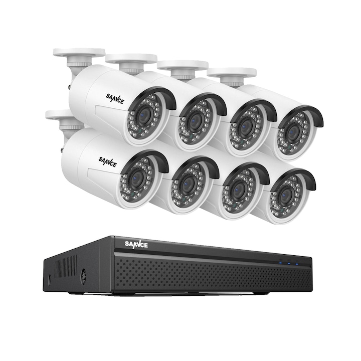 Kit Supraveghere 8CH NVR cu 4 Camere, 5MP, Vizibilitate Nocturna, Acces Remote, 260x245x47mm