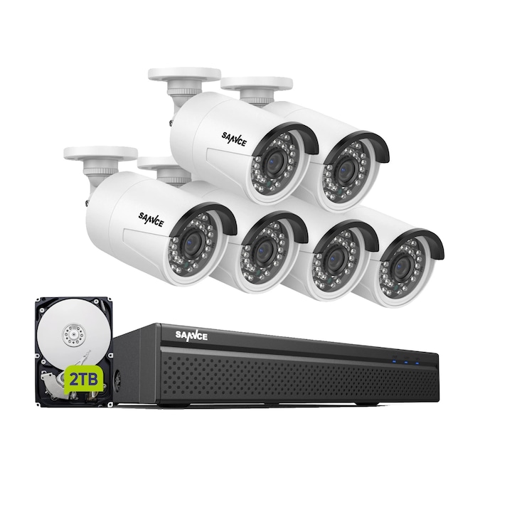 Kit Supraveghere CCTV, 3MP, 4 camere, design exterior rezistent, 4TB