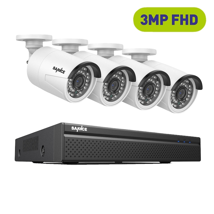 Kit Supraveghere 8CH, 6 Camere, Rezolutie 4K, Acces Mobil Usor, 5MP