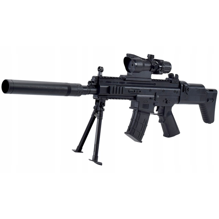 Играчка пръскачка, пистолет, пластмаса, лазер, черен