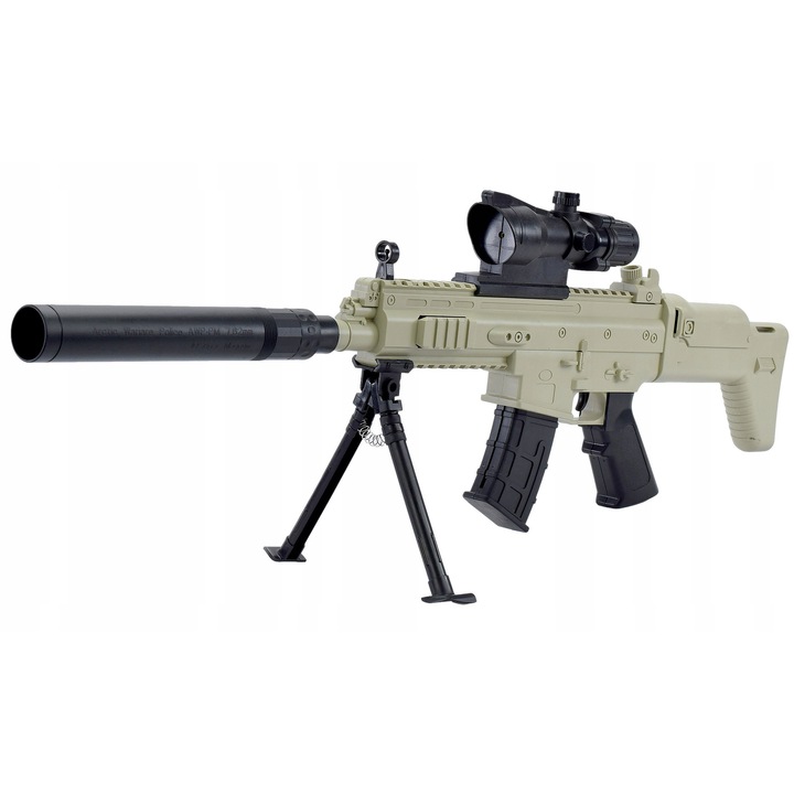 Pulverizator de jucărie, cu amortizor, cu laser, negru/bej