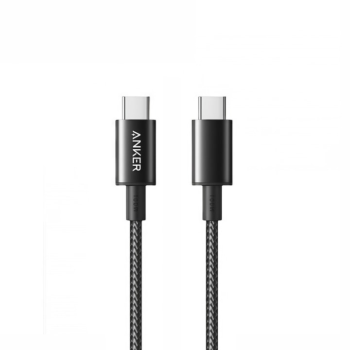 Cablu USB-C Anker A8756, 100W, impletit nailon, negru, 1m