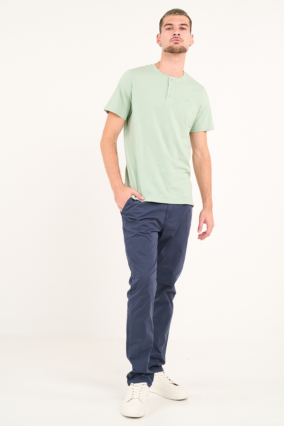 Lee Cooper, Pantaloni uni cu buzunare oblice, Bleumarin, 32