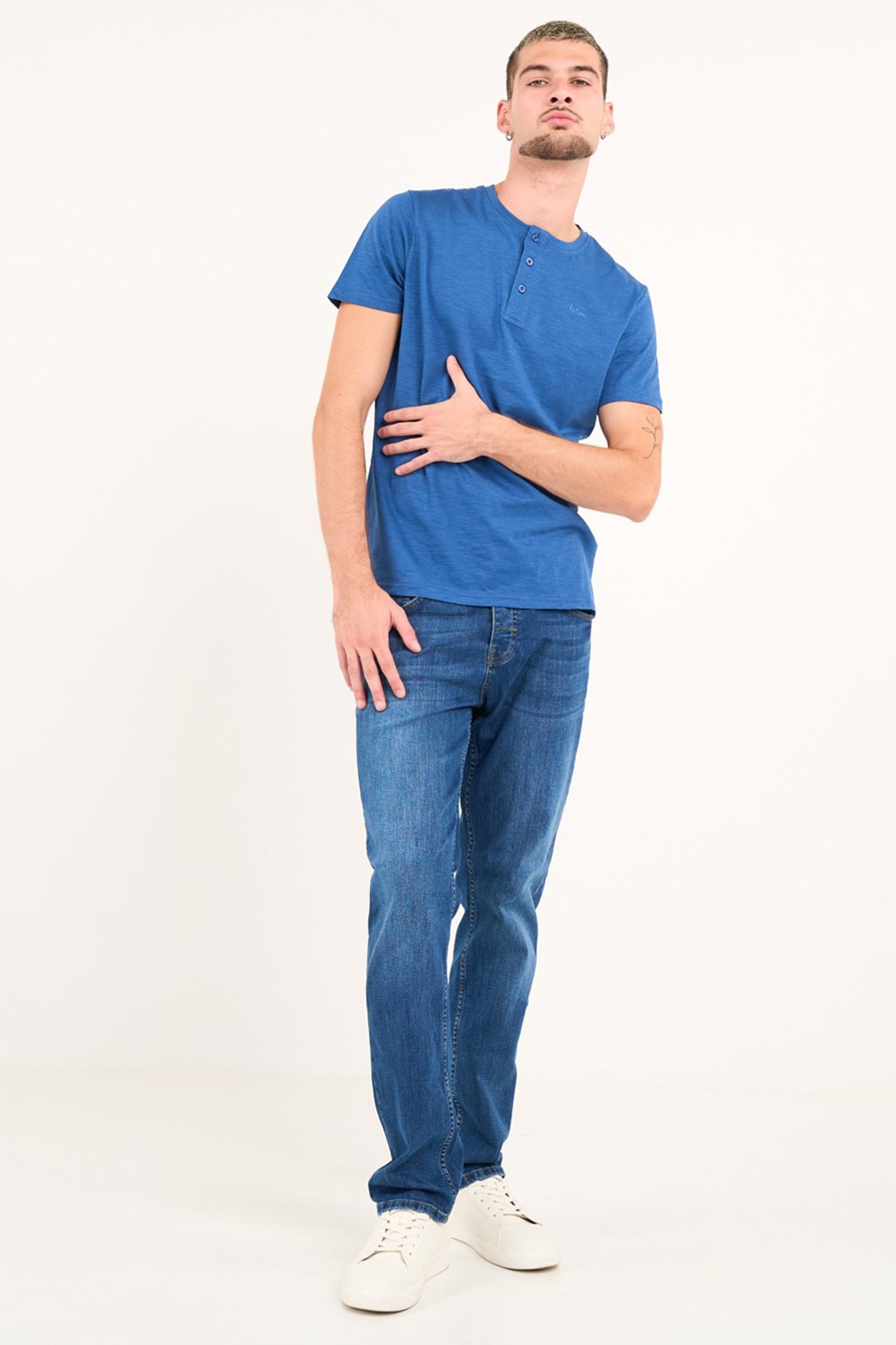 Lee Cooper, Blugi regular fit cu talie medie, Albastru inchis, W36-L30