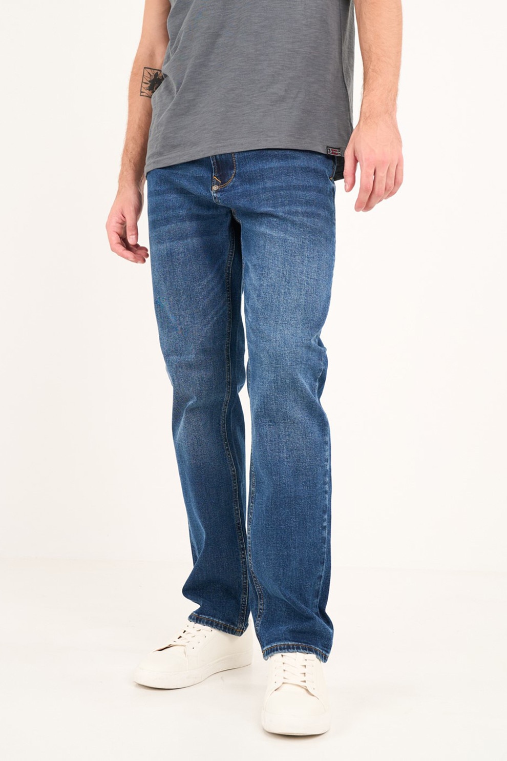 Lee Cooper, Blugi regular fit cu aspect decolorat, Bleumarin, W30-L32