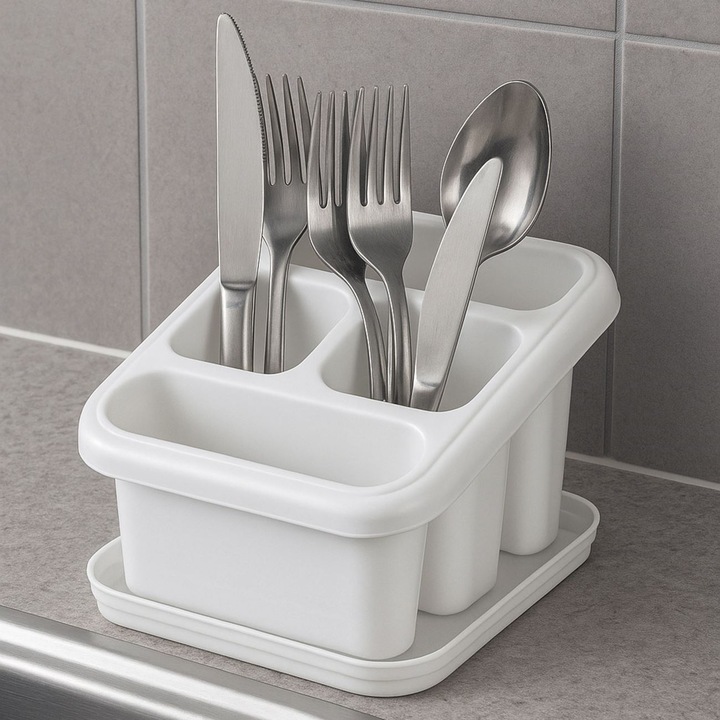 Scurgator tacamuri cu suport alb