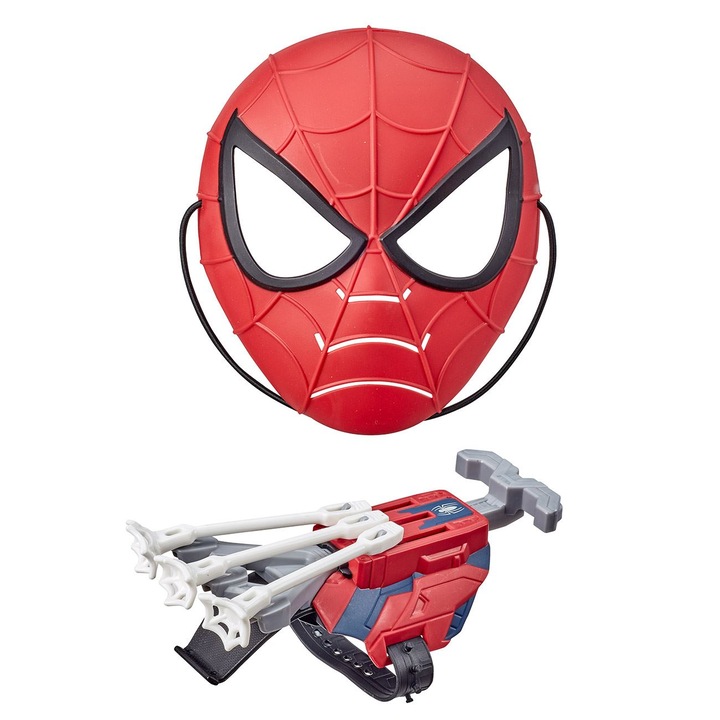 Set Spiderman cu masca si accesorii pentru incheietura, 3 sageti, multicolor