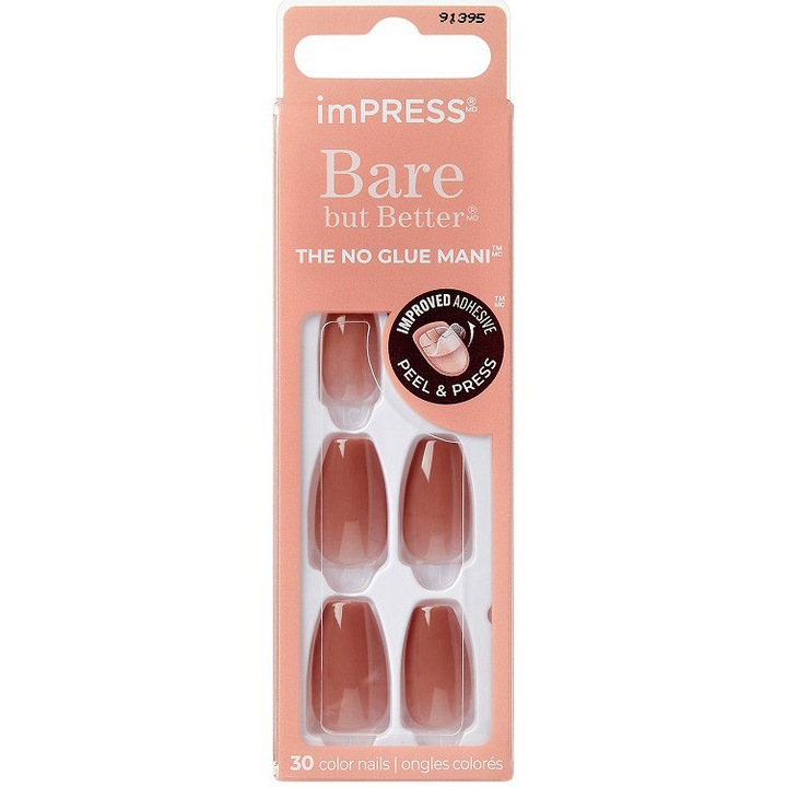 Unghii False KISS BARE BUT BETTER imPRESS Color BBB MC - Flare, 30 buc