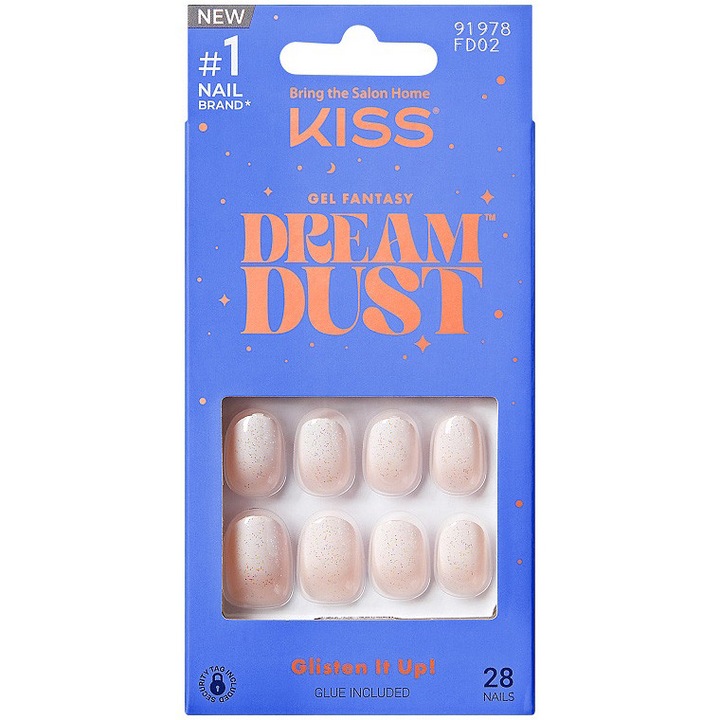 Unghii False KISS DREAM DUST Gel Fantasy Dreamdust - Silver Spoon, 28 buc