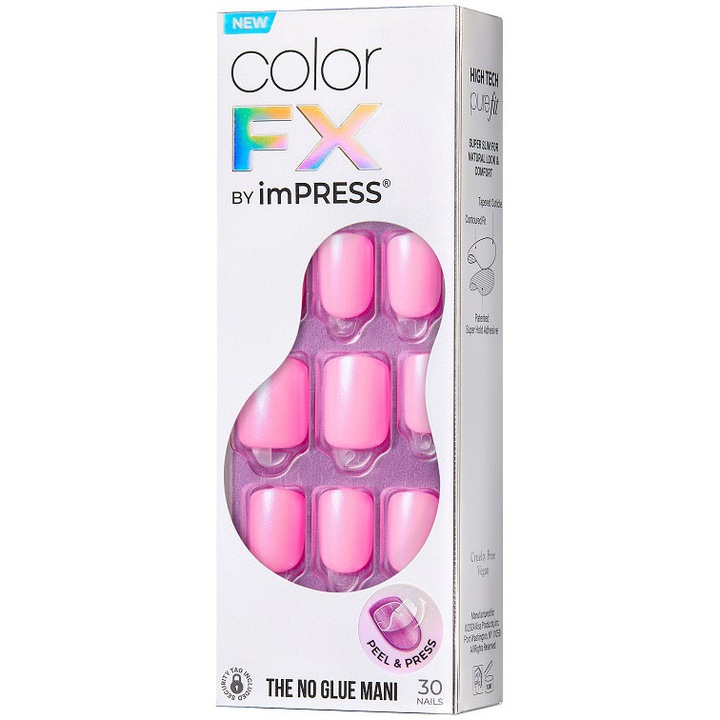 Unghii False KISS imPRESS Color FX - Late Night, 30 buc