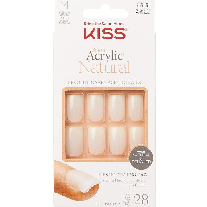 Unghii False KISS SALON ACRYLIC EUPHORIA MEDIUM SQUARE ,28 buc