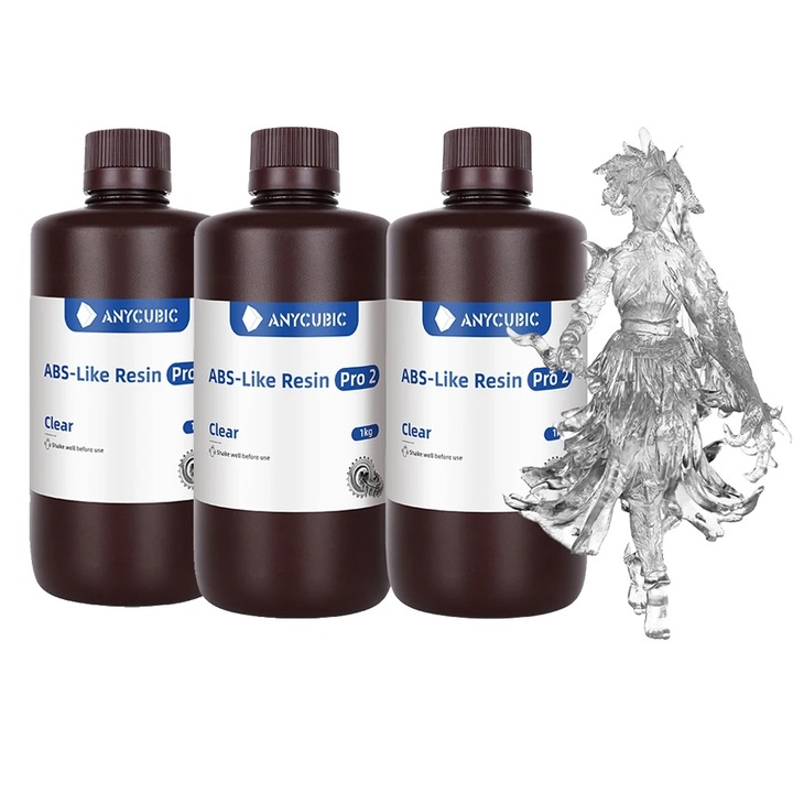 3D gyanta, ABS Pro2 átlátszó, 3 kg, átlátszó, könnyen használható