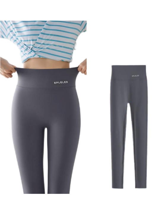 Magas dereku, rugalmas, legatereszto fitnesz leggings, Szürke