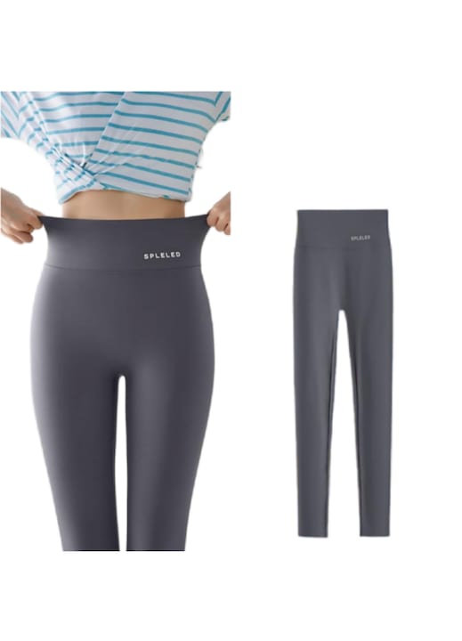 Magas dereku, rugalmas, legatereszto fitnesz leggings, Szürke