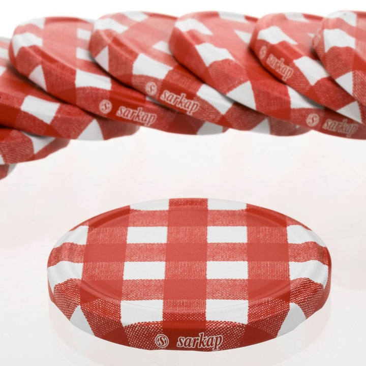 Capace Metalice cu Filet Rosii Carouri Ø8, 2cm - 8buc