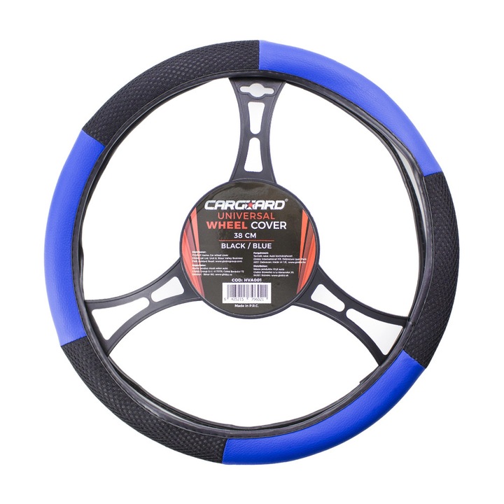 Autó kormányhuzat, fekete - kék