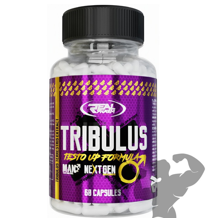 Supliment Alimentar Real Pharm Tribulus Terrestris Testo UP, 60 Capsule, 1000 mg Extract Standardizat, 95% Saponine, Energie, Forta si Vitalitate