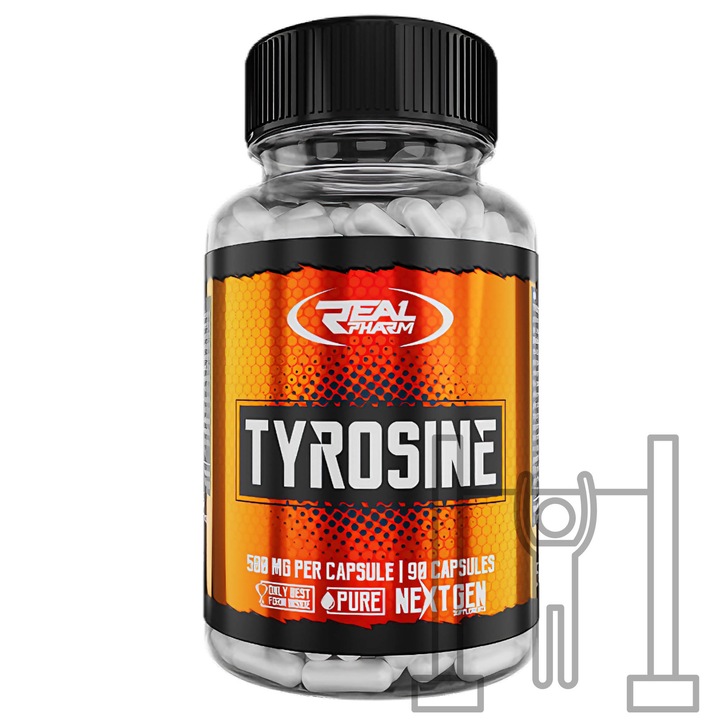 Хранителна добавка, Real Pharm, Тирозин L-Тирозин 500мг, 90 капсули – Енергия, Концентрация и Намаляване на Стреса
