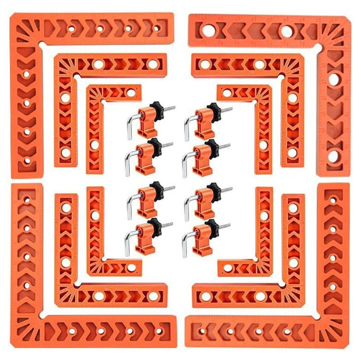 Комплект ъглови скоби Rqiurpn, 12 броя, 90-градусови, размери 3"x4, 4"x4, 6"x4, пластмасови, лесни за употреба