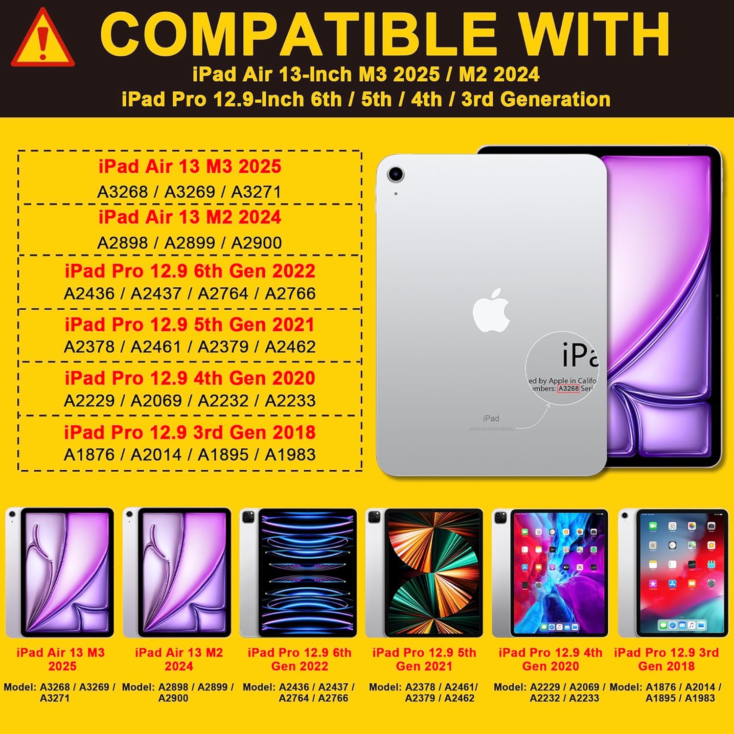 Husa Sigloo pentru iPad Air 13" (2025/2024 M3/M2) si iPad Pro 12.9" – Suport Rotativ, Suport Pencil, – Albastru