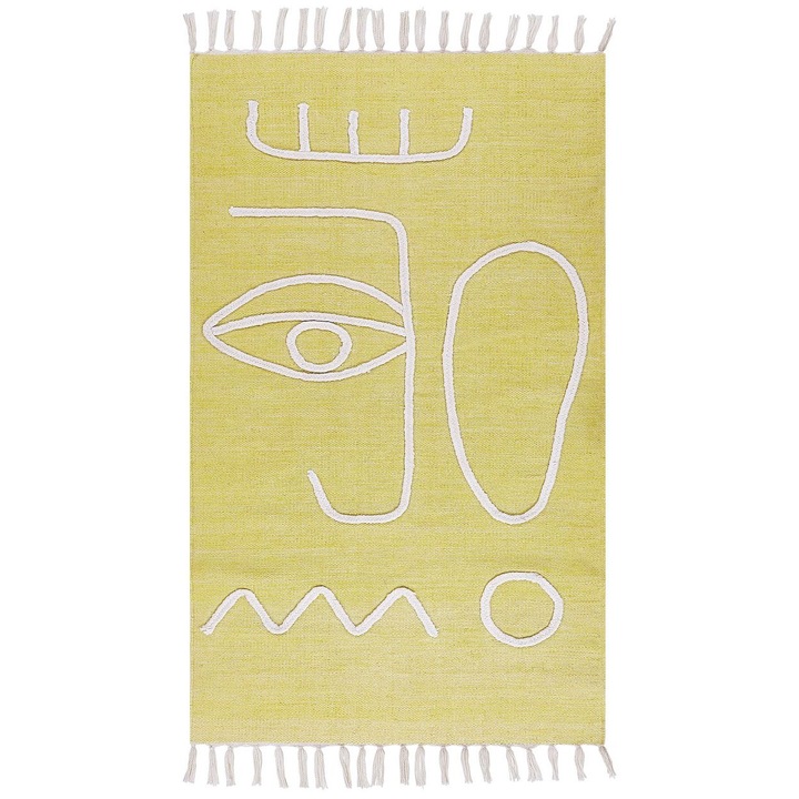 Covor exterior galben Beliani, 80x150cm, poliester, stil boho