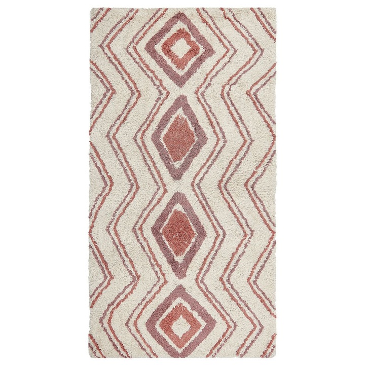 Covor din bumbac bej si roz 80 x 150 cm Kastamonu