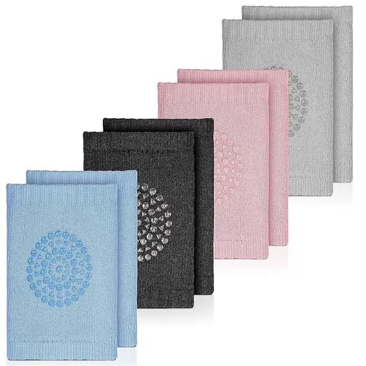 Set 4 protectie pentru genunchi antialunecare pentru copii si bebelusi, Axroad Mall, Protejeaza impotriva zgarieturilor, Elastice, Respirabil si confortabil, Usoare de purtat, Absoarbe transpiratia, Non-alunecare, Bumbac, 12*9cm, Multicolor